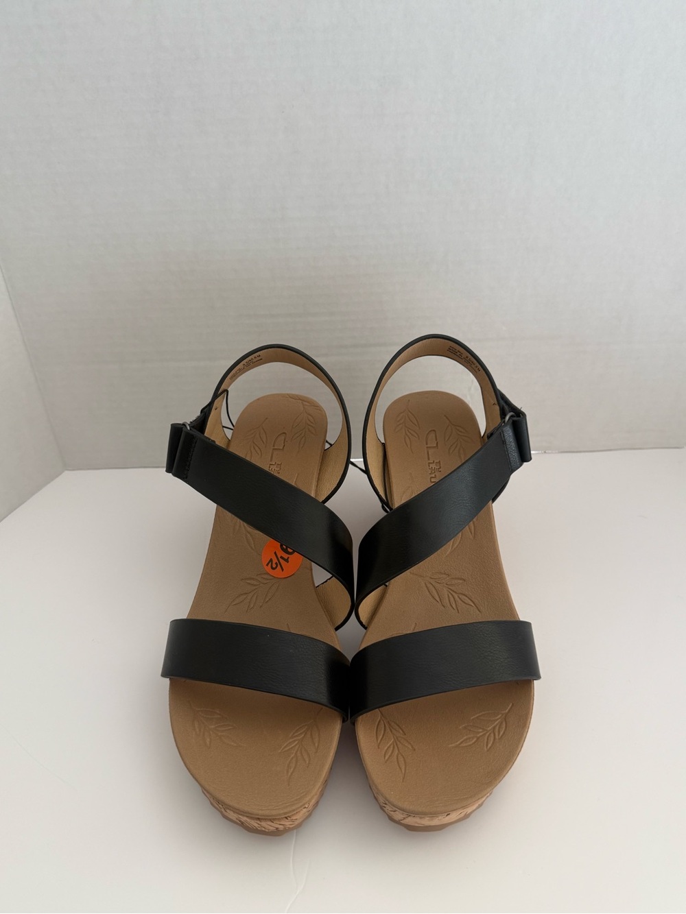 CL by Laundry Black Strappy Wedge Sandals